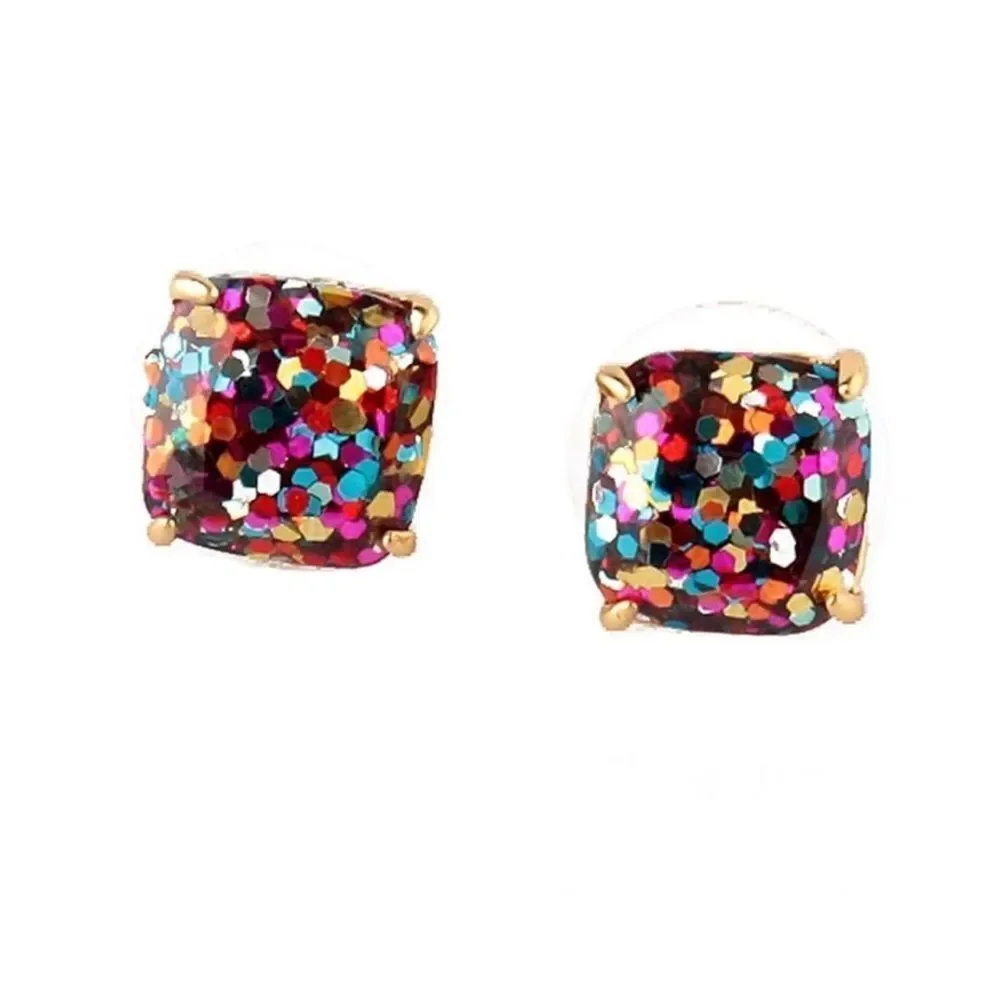 NWT kate spade new york Glitter Stud Earrings gold tone
